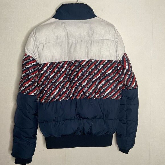 Superdry Track Sports Jacket Mens S Blue Puffer Bomber Coat Gorpcore Worn Once - Picture 9 of 9